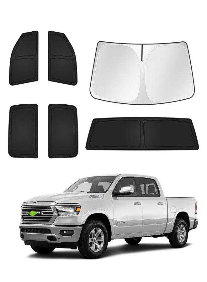 Canvcle Sunshades for Dodge Ram 1500 2019-2025 2026 Accessories Windshield Sun Shade Side Rear Window Shade Cover Sun Visor Shield Privacy Protection Keep Vehicle Cool Black 6PCS - Image 1